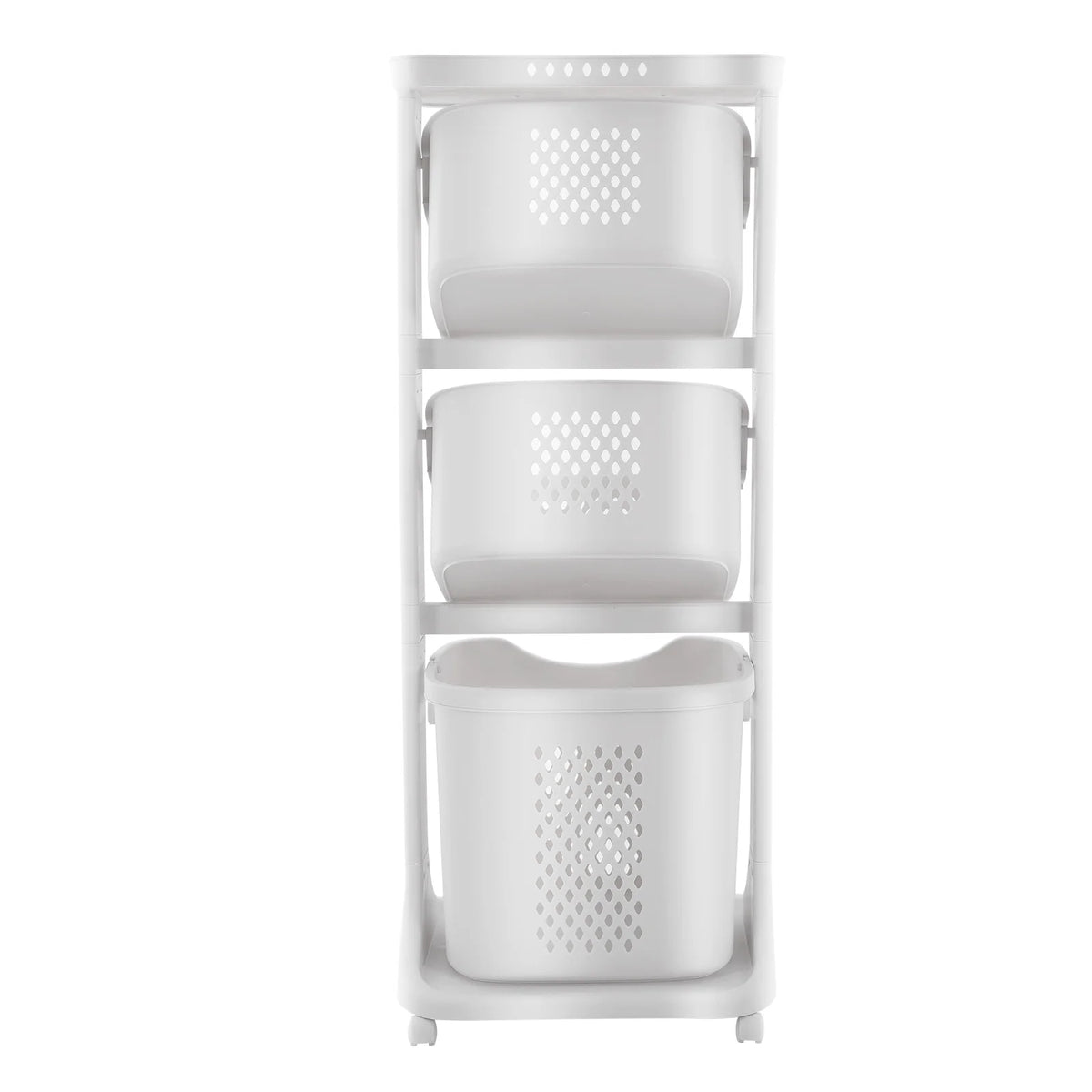 3-Tier Laundry Basket with Wheels – Rolling Laundry Hamper Cart with Carry Handles for Bedroom, Dorm & Laundry Room.