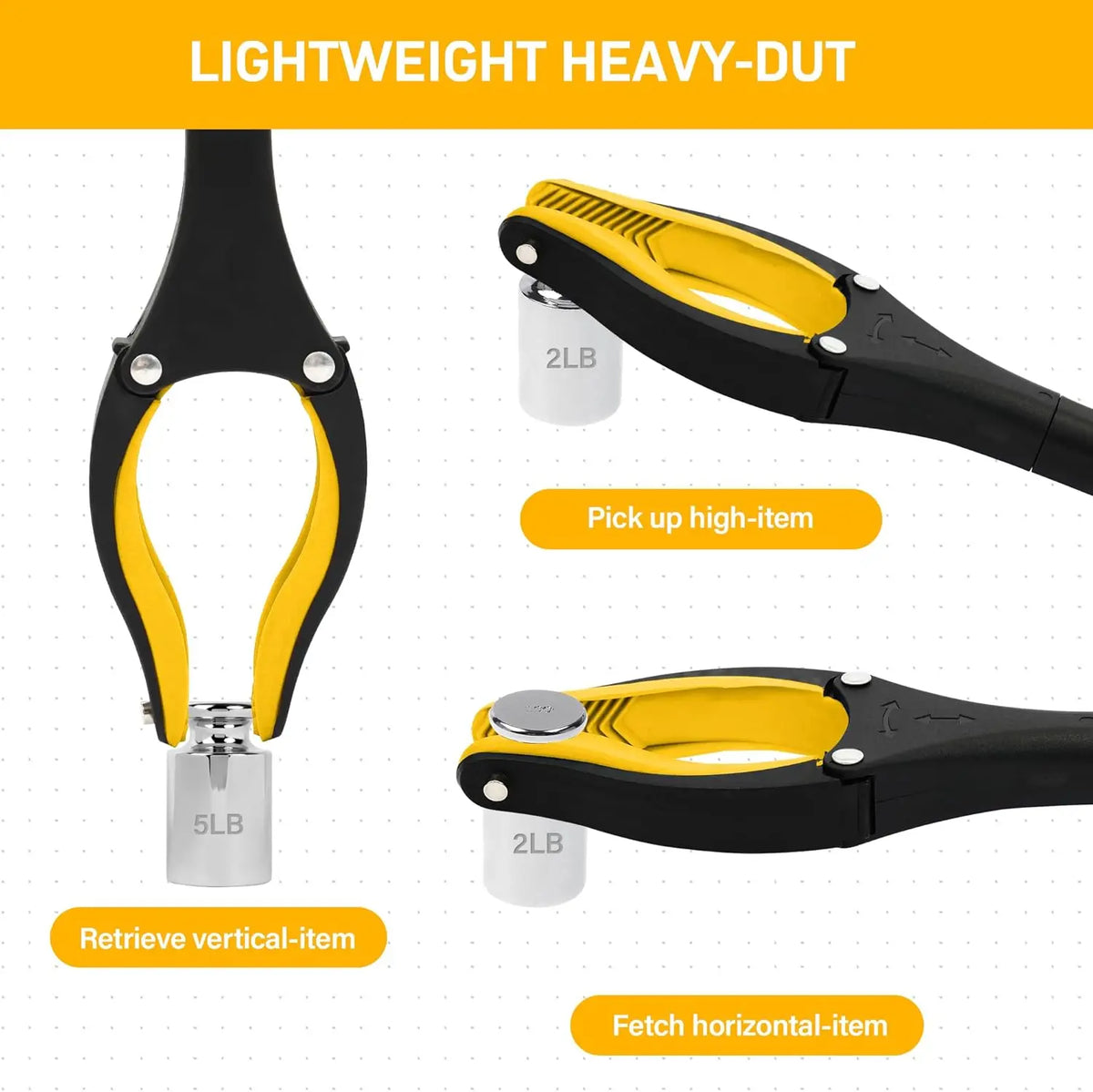 Foldable Grabber Reacher Tool with Magnetic Tip & 360° Swivel Head.