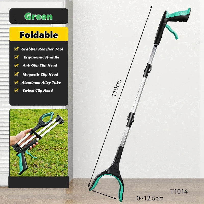 Foldable Grabber Reacher Tool with Magnetic Tip & 360° Swivel Head.