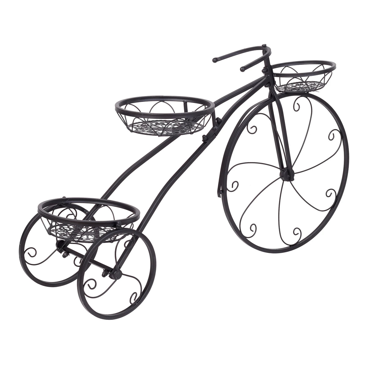 3-Tier Bicycle-Shaped Plant Stand – Iron Garden Flower Rack for Indoor & Outdoor Décor.
